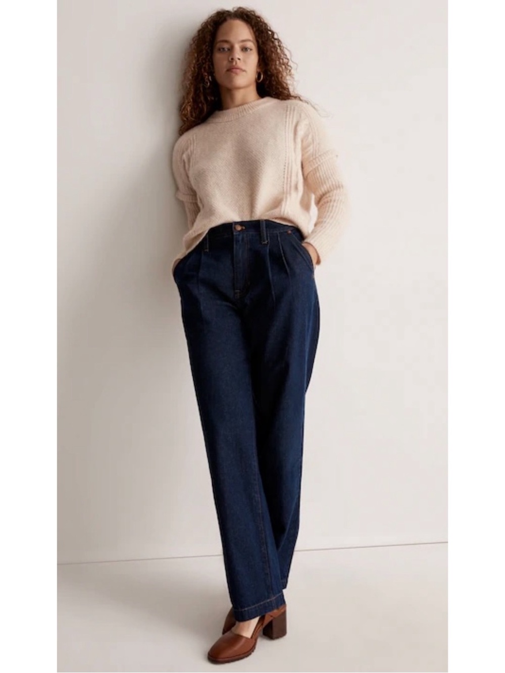 Madewell Cable Havener Pullover Sweater in Heather Powder - Size Small